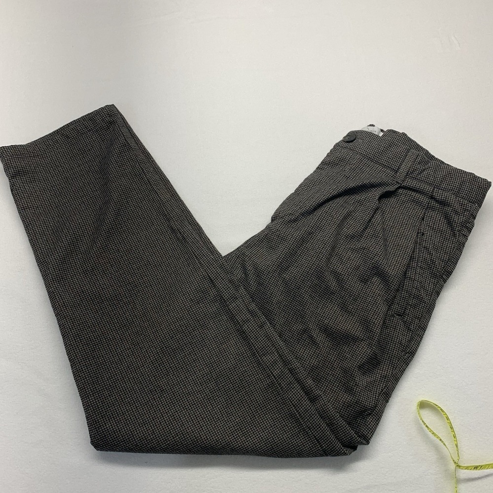 Zara Houndstooth Pleated Trousers Boys Size 13-14 Brown Black Straight Leg NY 26